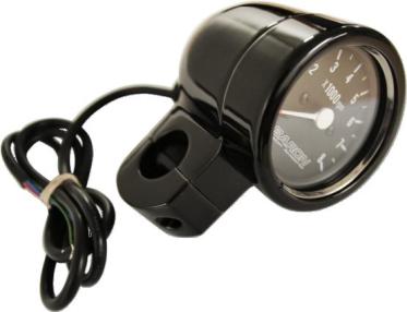 Baron Bullet Black Tachometer for 1" Bars Black Face BA7570-01B